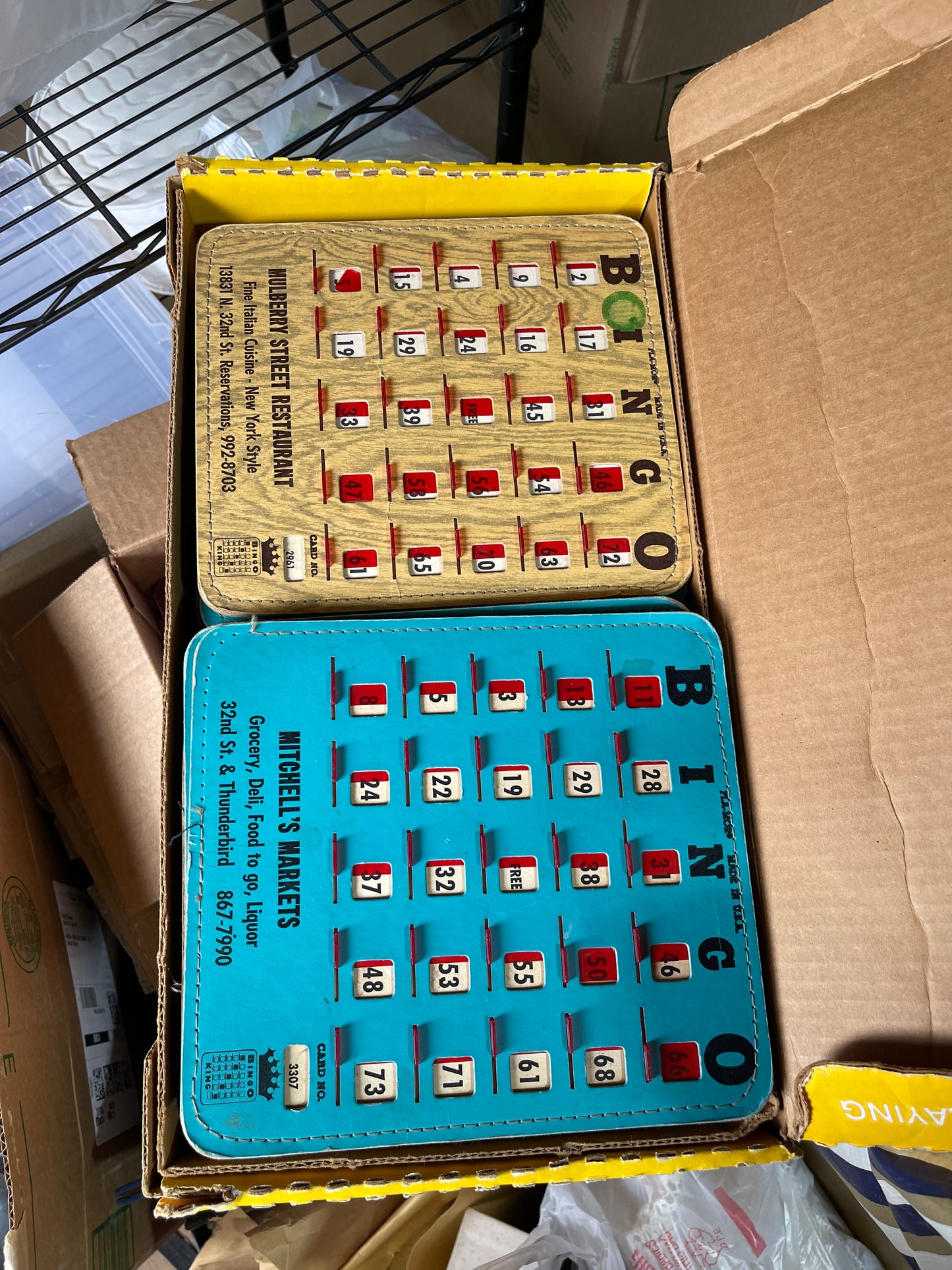Set of FOUR Vintage Sliding BINGO cards